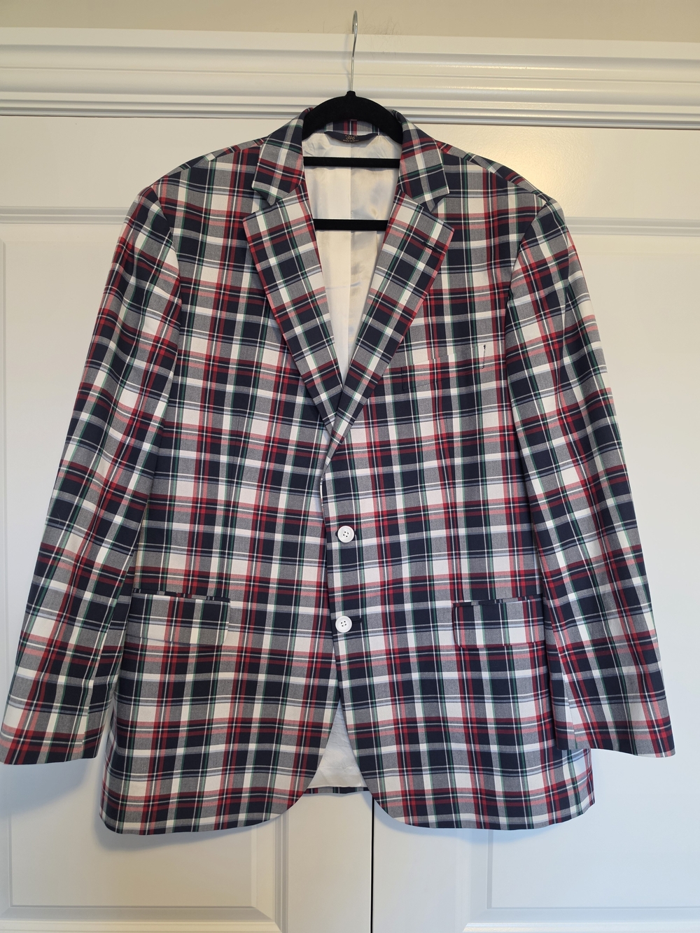 BROOKS BROTHERS 346 MADISON FIT COTTON TARTAN PLAID BLAZER 44R